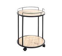 HAKU Möbel Mesa auxiliar con ruedas roble, negro, MDF, melamina, metal - Dim.: AL 60 cm x diámetro 45 cm, Estilo: Moderno