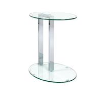 HAKU Möbel Mesa auxiliar cromo, Metal, cristal de seguridad 8 mm - Dim.: AN 45 cm x AL 50 cm x P 35 cm, Estilo: Moderno