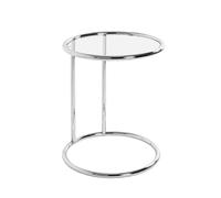 HAKU Möbel Mesa auxiliar cromo, Metal, cristal de seguridad - Dim.: AL 55 cm x diámetro 45 cm, Estilo: Moderno