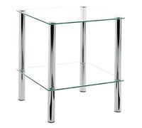 HAKU Möbel Mesa auxiliar cromo, Metal, cristal de seguridad - Dim.: AN 39 cm x AL 47 cm x P 39 cm, Estilo: Moderno
