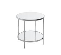 HAKU Mesa auxiliar cromo, Metal, Espejo 5 mm - Dim.: AL 46 x Ø 44 cm, Estilo: Art Déco