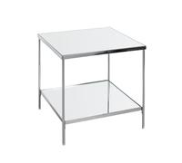 HAKU Mesa auxiliar cromo, Metal, Espejo 5 mm - Dim.: AN 45 x AL 46 x P 45 cm, Estilo: Art Déco