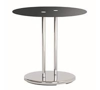 HAKU Mesa auxiliar cromo, negro, Metal, cristal de seguridad - Dim.: AL 55 cm x diámetro 40 cm, Estilo: Moderno