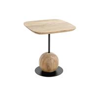 HAKU Mesa Auxiliar de Madera Maciza de Acacia, Metal Negro, Tubo de Acero, Mesa de salón, Mesa de sofá - Dimensiones: An 45 x Al 50 x Pr 45 cm Estilo: Urban Collective