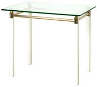 HAKU Mesa Auxiliar de Madera Maciza, Dorada y Blanca, Metal, Cristal de Seguridad de 10 mm, Mesa de salón, Mesa de sofá - Dimensiones: An 60 x Al 54 x Pr 50 cm Estilo: Contemporáneo
