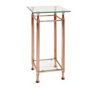 HAKU Mesa Auxiliar de Metal Color Cobre con Cristal de Seguridad de 10 mm - Dimensiones: An 35 x Al 72 x Pr 35 cm Estilo: Contemporáneo
