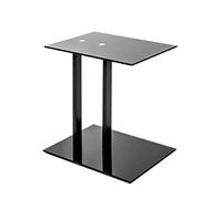 HAKU Mesa Auxiliar de Metal Negro, Mesa de Centro con Cristal de Seguridad de 8 mm - Dimensiones: An 45 x Al 50 x Pr 35 cm Estilo: Moderno