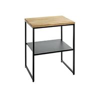 HAKU Mesa Auxiliar de Roble Macizo con Estructura metálica Negra; Mesa de salón de Madera; Mesa de sofá - Dimensiones: An 45 x Al 60 x Pr 35 cm Estilo: Moderno