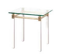 HAKU Mesa Auxiliar, Metal Dorado Blanco, Mesa de Centro con Cristal de Seguridad de 10 mm - Dimensiones: An 42 x Al 44 x Pr 42 cm Estilo: Contemporáneo