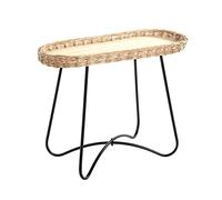 HAKU Mesa auxiliar natural, negro, Metal, contrachapado, mimbre - Dim.: AN 70 cm x AL 55 cm x P 33 cm, Estilo: Bohemio