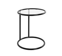 HAKU Möbel Mesa auxiliar negro, Metal, cristal de seguridad - Dim.: AL 55 cm x diámetro 45 cm, Estilo: Moderno