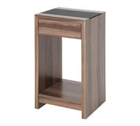 HAKU Mesa Auxiliar Nogal, MDF, Cristal de Seguridad - Dim.: AN 42 cm x AL 74 cm x P 40 cm, Estilo: Moderno