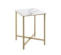 HAKU Mesa Auxiliar Oro, Aspecto mármol, MDF, Metal - Dim.: AN 39 cm x AL 55 cm x P 39 cm, Estilo: Art Déco