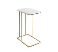 HAKU Möbel Mesa auxiliar oro, aspecto mármol, MDF, metal - Dim.: AN 45 cm x AL 67 cm x P 30 cm, Estilo: Art Déco
