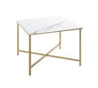 HAKU Mesa Auxiliar Oro, Aspecto mármol, MDF, Metal - Dim.: AN 60 cm x AL 47 cm x P 60 cm, Estilo: Art Déco
