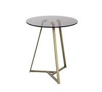 HAKU Möbel Mesa Auxiliar Oro, Gris, Metal, Cristal de Seguridad 8 mm - Dim.: AL 50 cm x diámetro 45 cm, Estilo: Art Déco
