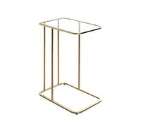 HAKU Mesa auxiliar oro, Metal, cristal de seguridad - Dim.: AN 45 cm x AL 65 cm x P 30 cm, Estilo: Art Déco