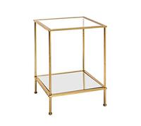 HAKU Mesa Auxiliar Oro, Metal, Cristal de Seguridad, Espejo - Dim.: AN 39 cm x AL 55 cm x P 39 cm, Estilo: Art Déco