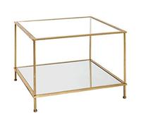 HAKU Möbel Mesa Auxiliar Oro, Metal, Cristal de Seguridad, Espejo - Dim.: AN 60 cm x AL 45 cm x P 60 cm, Estilo: Art Déco