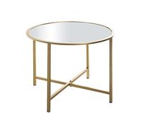 HAKU Mesa auxiliar oro, Metal, espejo 5 mm - Dim.: AL 45 cm x diámetro 60 cm, Estilo: Art Déco