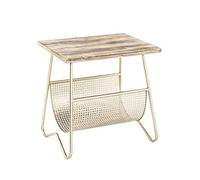 HAKU Mesa auxiliar oro, natural, MDF, metal - Dim.: AN 50 cm x AL 51 cm x P 40 cm, Estilo: Art Déco