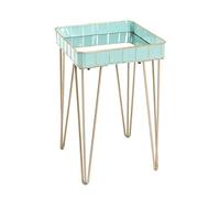HAKU Mesa auxiliar oro, turquesa, Metal, espejo - Dim.: AN 35 cm x AL 56 cm x P 35 cm, Estilo: Art Déco