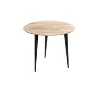HAKU Mesa Auxiliar Redonda de Madera Maciza de Acacia con Estructura metálica Negra, Mesa de salón Redonda - Dimensiones: 41 cm de Alto x 50 cm de diámetro. Estilo: Moderno