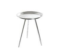 HAKU Mesa Auxiliar Redonda de Metal Plateado, Mesa de Centro Redonda pequeña - Dimensiones: 47 cm de Alto x 38 cm de diámetro. Estilo: Moderno