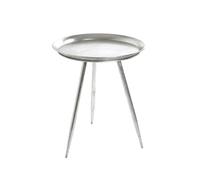 HAKU Mesa Auxiliar Redonda de Metal Plateado, Mesa de Centro Redonda pequeña - Dimensiones: 54 cm de Alto x 44 cm de diámetro Estilo: Moderno