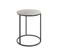 HAKU Mesa Auxiliar Redonda, Metal Negro y Plateado, mesita de Centro Redonda pequeña - Dimensiones: 52 cm de Alto x 41 cm de diámetro Estilo: Moderno