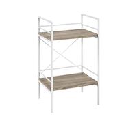 HAKU Mesa Auxiliar Roble Claro, Blanco, MDF, Metal - Dim.: AN 34 cm x AL 62 cm x P 27 cm, Estilo: Moderno