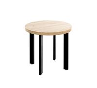 HAKU Mesa auxiliar roble claro, negro, MDF, Metal - Dim.: Al 46 x Ø 50 cm, Estilo: Moderno