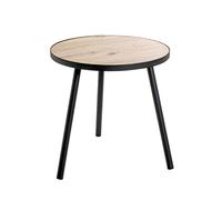 HAKU Mesa auxiliar roble claro, negro, MDF, Metal - Dim.: Al 52 x Ø 50 cm, Estilo: Moderno