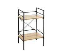 HAKU Mesa Auxiliar Roble Claro, Negro, MDF, Metal - Dim.: An 34 x Al 62 x P 27 cm, Estilo: Moderno