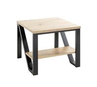 HAKU Mesa Auxiliar Roble Claro, Negro, MDF, Metal - Dim.: An 55 x Al 48 x P 55 cm, Estilo: Moderno