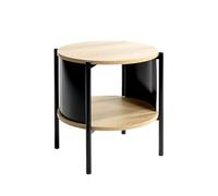 HAKU Mesa Auxiliar Roble Natural, Negro, Metal, Aglomerado - Dim.: Al 44 x Ø 44 cm, Estilo: Moderno