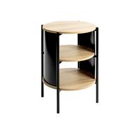 HAKU Mesa Auxiliar Roble Natural, Negro, Metal, Aglomerado - Dim.: Al 60 x Ø 44 cm, Estilo: Moderno