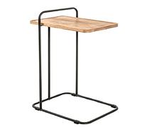 HAKU Mesa auxiliar roble, negro, Madera maciza, metal - Dim.: AN 35 cm x AL 73 cm x P 49 cm, Estilo: Moderno