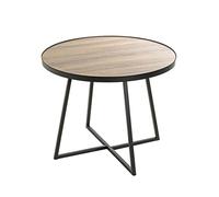 HAKU Möbel Mesa auxiliar roble, negro, MDF, metal - Dim.: AL 48 cm x diámetro 60 cm, Estilo: Moderno