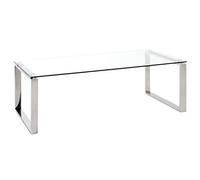 HAKU Möbel Mesa de café acero inoxidable, Acero inoxidable, cristal de seguridad 8 mm - Dim.: AN 120 cm x AL 40 cm x P 60 cm, Estilo: Moderno