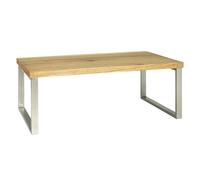 HAKU Mesa de café aspecto acero inoxidable, roble, Chapa de madera auténtica, MDF, metal, panel alveolar - Dim.: AN 100 cm x AL 38 cm x P 60 cm, Estilo: Moderno