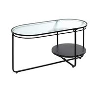 HAKU Mesa de café negro, Metal, cristal de seguridad - Dim.: AN 90 cm x AL 49 cm x P 42 cm, Estilo: Moderno