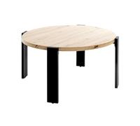 HAKU Mesa de café Roble Claro, Negro, MDF, Metal - Dim.: Al 42 x Ø 75 cm, Estilo: Moderno