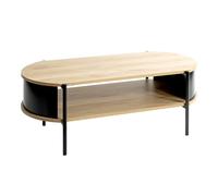 HAKU Mesa de café Roble Natural, Negro, Metal, Aglomerado - Dim.: An 100 x Al 37 x P 54 cm, Estilo: Moderno