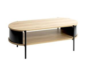 HAKU Mesa de café Roble Natural, Negro, Metal, Aglomerado - Dim.: An 100 x Al 37 x P 54 cm, Estilo: Moderno