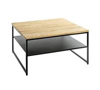 HAKU Mesa de café roble, negro, Madera maciza, metal - Dim.: AN 70 cm x AL 40 cm x P 70 cm, Estilo: Moderno