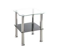 HAKU Mesa de Centro Acero Inoxidable Tablero de Cristal Negro mesita Auxiliar Color Plateado Vidrio de Seguridad Mesa de sofá Moderna Dim.: An 40 x Al 47 x P 40 cm; Estilo: Moderno