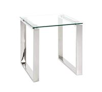 HAKU Mesita Auxiliar Acero Inoxidable Tablero de Cristal Transparente Mesa de sofá con Vidrio de Seguridad 8 mm Mesa de Centro - Dim.: An 42 x Al 45 x P 42 cm; Estilo: Moderno