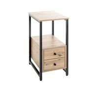 HAKU mesita Auxiliar con 2 cajones Roble Claro Metal Negro aglomerado cajones Mesa de Centro Mesa de sofá - Dim.: An 30 x Al 63 x P 40 cm Estilo: Moderno