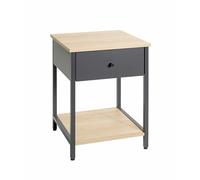 HAKU mesita Auxiliar con cajón Antracita Roble Natural Metal aglomerado Mesa de Centro Mesa de sofá con cajón - Dim.: An 40 x Al 55 x P 40 cm Estilo: Moderno